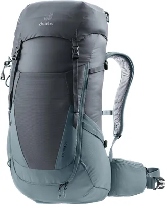 A studio shot of a Deuter backpack.
