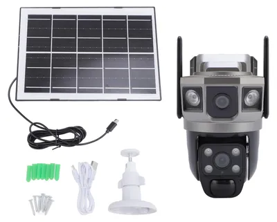 Produktbild von Solarbatterie-Kamera, hochauflösende, drei Bildschirme, wasserdicht, für den Außenbereich, WiFi, Heimsicherheitsüberwachung