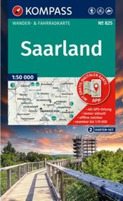 Image de KOMPASS Set de cartes de randonnée 825 Sarre (2 cartes) 1:50.000