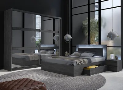 Produktbild von Schlafzimmer Set 4-teilig mit Bettgestell 180x200cm in Esche TORTONA-166