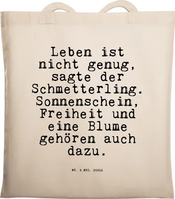 Produktbild von Mr. & Mrs. Panda Tote Bag Leben ist nicht genug,... - Transparent - Geschenk, Zitat, Spruch Sprüche Weisheiten Zitate Lustig Weisheit Worte, Laptoptasche, Stoffbeutel