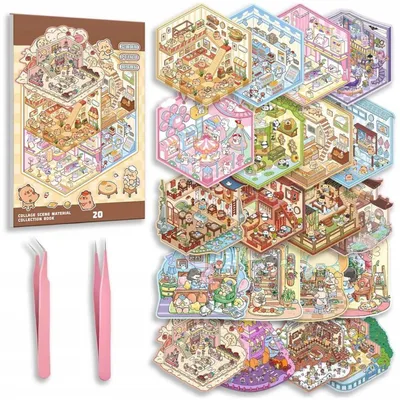 Produktbild von Kreatives 3D Sticker Buch DIY Set mit Pinzette