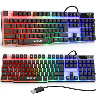 Produktbild von RGB LED Tastatur Gaming Gaming-Tastatur mit Beleuchtet Keyboard Pro Gamer RGB-Beleuchtung USB PC PS3 PS4 Windows EU Layout QWERTY Weiß Retoo