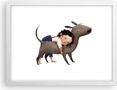 Produktbild von Gerahmtes Poster - Weißer Rahmen - Kind Hund Bild - 40x30 cm - Wand Bild - Wanddeko - Wandbilder - Kunstposter - Wandposter - Bilderrahmen - Bilder - Kunstdruck - Wanddekoration - P2WAA40x30-4783