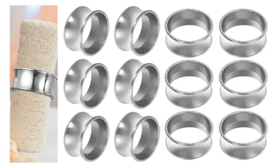 12er Set Metall-Serviettenringe mit Perlen, Silber, 4,8 cm