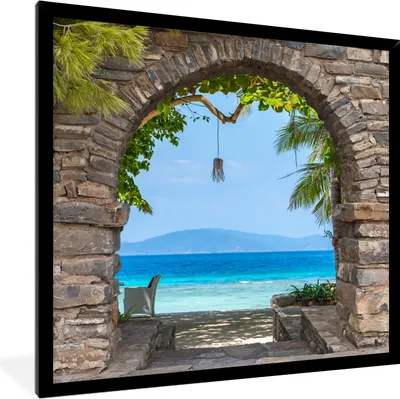 Produktbild von MuchoWow® Gerahmtes Poster Strand - Meer - Tropisch - Sommer - Aussicht 40x40 cm - Poster mit Schwarzem Bilderrahmen Wandposter Rahmen Foto Bilder - Mit Rahmen - Wanddekoration Schlafzimmer