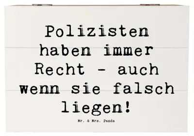 Produktbild von Mr. & Mrs. Panda Geschenkbox Spruch Polizist Humor 22 x 15 cm - Weiß - Geschenk, holzschatulle, Polizeidienst, Sprüche, Berufe, Notlage, fotobox, Truhe, Beruf, Holzbox