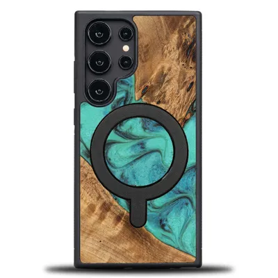 Immagine prodotto di Coperchio in legno Bewood Unique - Turchese per MagSafe per Galaxy S24 Ultra