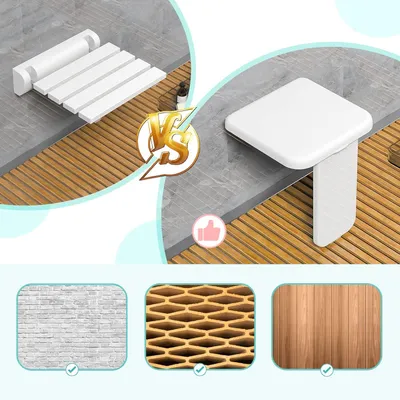 Produktbild von Klappbarer Duschhocker-Wandmontage-Klappstuhl bis 200 kg Badstuhl für Senioren und Kinder - Weiß