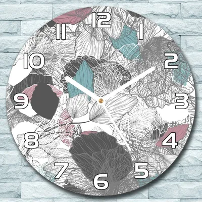 Produktbild von Wanduhr aus Glas Rund fi 30 Abstrakt Floral blau Quarz Deko Schlafzimmer Büro