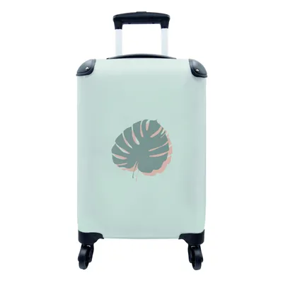 Produktbild von MuchoWow® Koffer Handgepäck Trolley Rollkoffer Kleine Reisekoffer mit 4 Rollen - Sommer - Laub - Türkis - Rosa - Cabin Size < 55x40x23 cm & 55x40x20 cm - Fotokoffer - Kabinenkoffer - Boardgepäck - Reise-Box - Reisekoffer - Reisegepäck - Koffer mit Bild - Trolley für Kinder