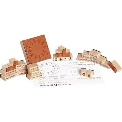 Produktbild von EDUPLAY 220124 Holzstempel Kalender, natur, 30-teilig (1 Set)