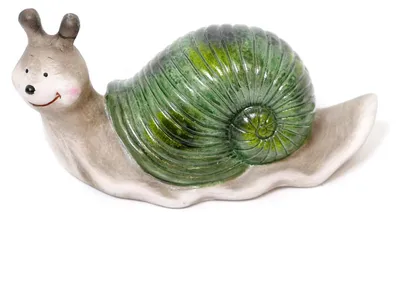 Produktbild von Deko Schnecken Gartenfigur aus Keramik mit Grünen Häuschen 27 cm lang