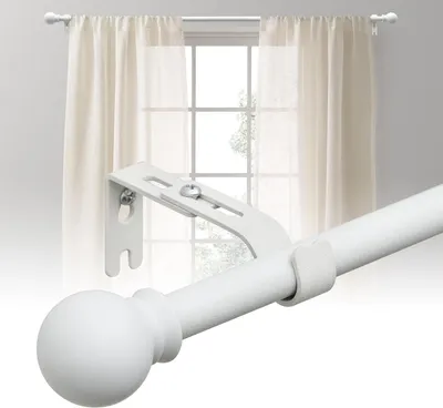 Imagen del producto de Barra ajustable para cortinas, de 70 a 120 cm, de 16 mm de diámetro, color blanco, ideal para salones