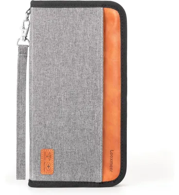 Produktbild von Reiseorganizer mit RFID-Blocker, Reisepasshülle, Ausweistasche, Grau/Braun