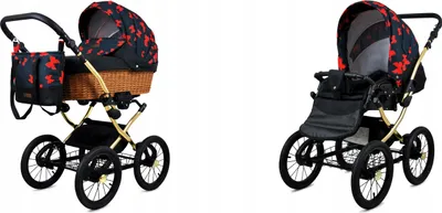 Produktbild von Babylux® Classic Gold | 2in1 Kinderwagen Set | Red Bow | Kombikinderwagen | Kinderwagenset | Bug