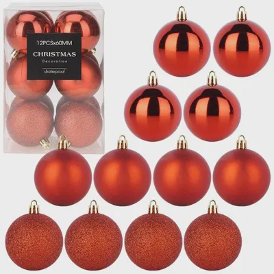 Produktbild von Unzerbrechliche rote Weihnachtskugeln, 6 cm, 12er-Set