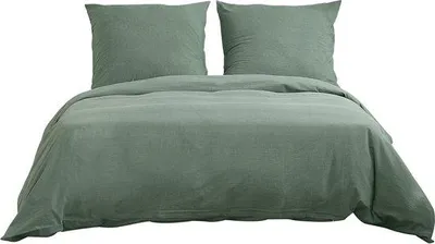 Productafbeelding van Beddengoed, 200 x 200 cm, katoen, 3-delig, beddengoedset met rits, bestaande uit: 1 zacht dekbedovertrek en 2 kussenslopen van 80 x