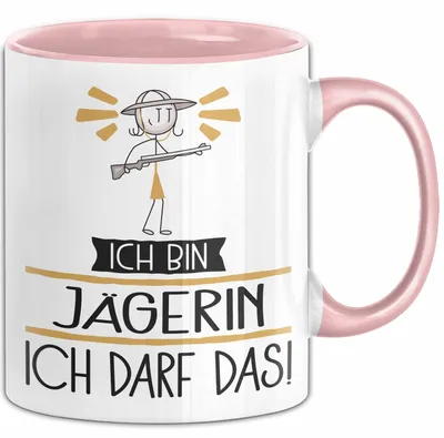 Produktbild von Geschenk für Jägerin Tasse Lustige Geschenkidee Geburtstag Ich Bin Jägerin Ich Darf Das (Rosa)
