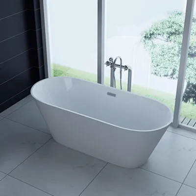 Obrázok produktu pre PureHaven voľne stojaca luxusná akrylátová vaňa 170x80 cm elegantná vrátane sifónovej ochrany proti pretečeniu ľahko čistiteľný povrch extra silný rám biely