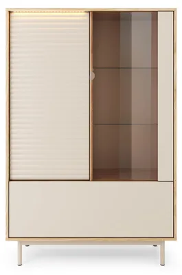 Produktbild von Masseno Vitrinenschrank KALIMERA 152,1 x 100,1 cm Modern Wohnzimmer Vitrine mit Tür Kaschmir / Kaschmir