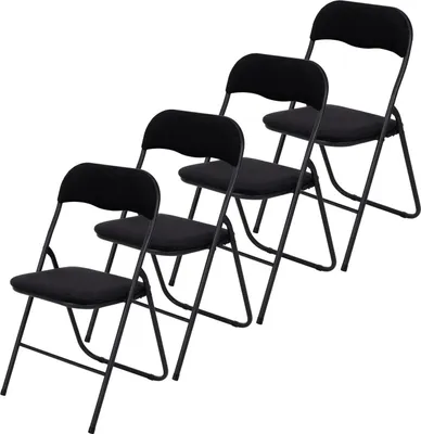 Klappstühle Set von 4 – Samt – Schwarz – 43x47x80 cm
