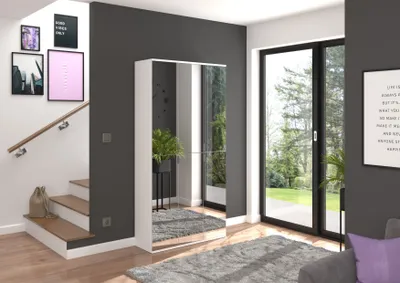 Produktbild von Projekt X Garderobenschrank mit Spiegelfront, 3-türig, Weiß