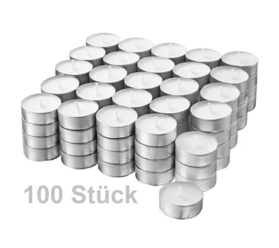 Produktbild von JUNG Teelichter 100 Stück, hochwertige Teelichte Ø 37mm, 4 Stunden Brenndauer, unbeduftet, rauchfrei, ideal für Dekoration, Gastronomie, Weihnachten &