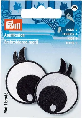 Image de Écusson pour les yeux avec cils, thermocollant, noir/blanc