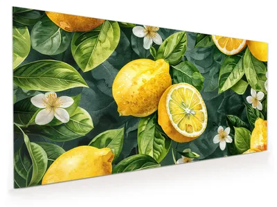 Produktbild von Küchenrückwand Spritzschutz Glas mit Motiv Zitronenmuster 40 x 40 cm