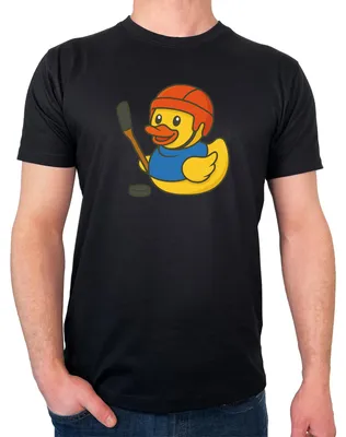 Produktbild von Huuraa Herren T-Shirt Quietscheente Eishockey Gummiente Hockey M Black Bio Baumwolle Fairtrade Herrenshirt Geschenkidee