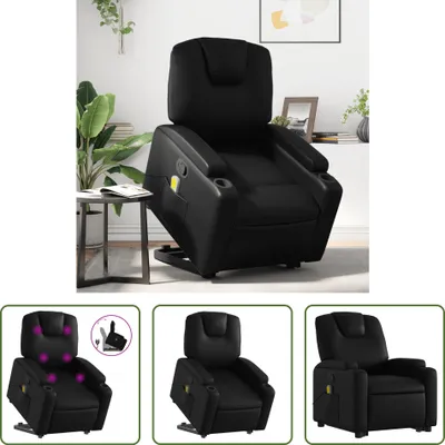 Produktbild von The Living Store Massagesessel mit Aufstehhilfe Schwarz Kunstleder