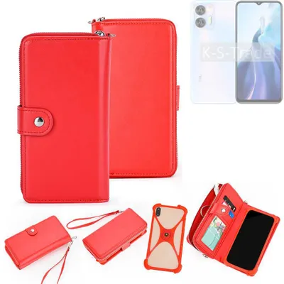 Produktbild von K-S-Trade 2in1 Schutzhülle Portemonnee Handyhülle mit Bumper kompatibel mit Oukitel C35 Hülle Case Etui Geldbörse Smartphone rot (1x)