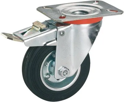 Obrázok produktu pre Otočné kolieska s doskou a celkovými brzdami 100 x 30 mm, nosnosť 70 kg