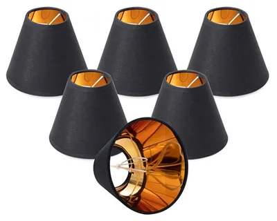 6er-Set Lampenschirme, schwarz, für E14, Clip-On, 14 cm