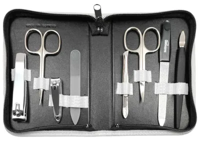 Produktbild von 8-teiliges Maniküre-Set Echtleder Etui · Solingen Instrumente · Germany Weiß