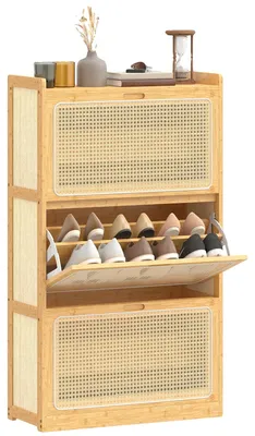 Obrázek produktu pro Botník, bambusový materiál, nastavitelné police, přírodní dřevo, rozměry: 69 x 29 x 119,8 cm
