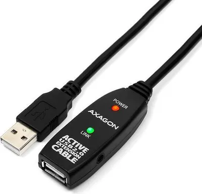 Produktbild von Axagon ADR-210 USB 2.0 A-M -> A-F aktives Verlängerungs‑/Repeater‑Kabel 10m, 10 m, USB A, USB A, USB 2.0, 0,48 Gbit/s, Schwarz