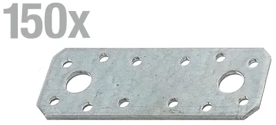 Zdjęcie produktu dla Alberts 846367 Łączniki płaskie, ocynkowane metodą Sendzimira, 96 x 35 mm, zestaw 150 sztuk