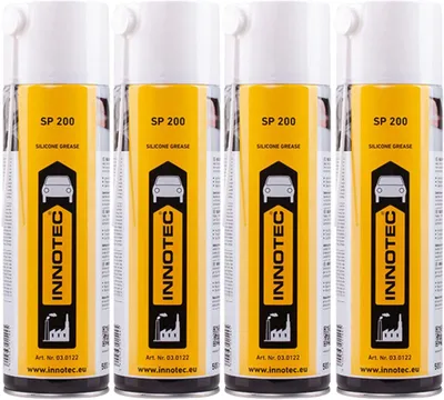 Immagine prodotto di 4 pezzi INNOTEC SP200 Grasso siliconico spray 500 ml – grasso siliconico spray idrorepellente di alta qualità, lubrifica plastica, gomma, metallo