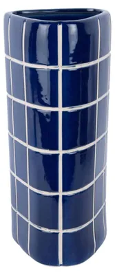 Produktbild von Present Time - Vase Retro Tiles - Kobaltblau - 16.5x15x37cm