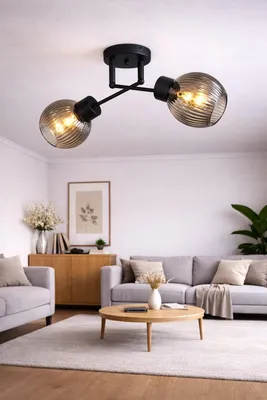 Produktbild von Euro-Lamp Deckenleuchte ORION 2, schwarz, Rippen, Chrom. Hersteller: Euro-Lamp