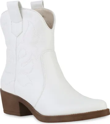 Produktbild von VAN HILL Damen Stiefeletten Cowboy Boots 835978, Farbe: Weiß PU, Größe: 39