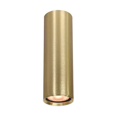 A single cylindrical light fixture with a brass finish, shown against a white background.