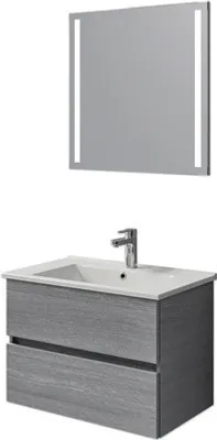 Produktbild von Badmöbel-Set Pelipal Cavallino BxHxT 75 x 200 x 45 cm Frontfarbe graphit struktur quer mit Keramik-Waschtisch weiß, Wasc