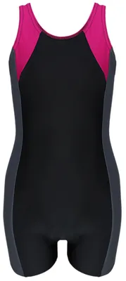 Produktbild von Aquarti Mädchen Badeanzug mit Bein Ringerrücken, Farbe: Schwarz / Graphit / Amarant, Größe: 134
