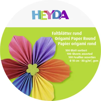 Produktbild von Faltblätter rund Papier 10cm 10 Farben sortiert VE=100 Blatt