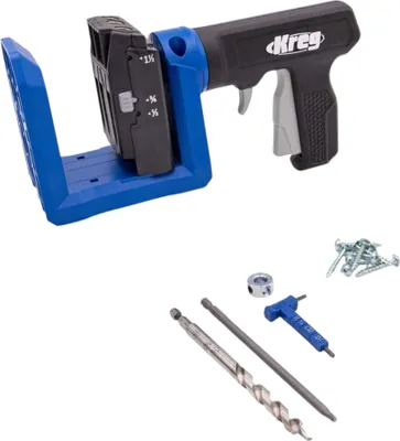 Obrázek produktu pro Přípravek na vrtání kapesních otvorů KREG 520 PRO ( KPHJ520PRO2 ) + stupňovitá vrtačka + vrták + šrouby.