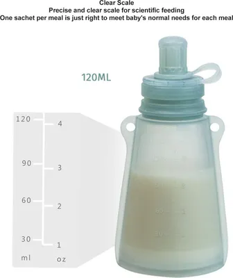 Obrázek produktu pro Silikonové sáčky na mateřské mléko, opakovaně použitelné, bezpečné, vhodné pro potraviny, nepropustné, na mateřské mléko, mrazák na kojení, 120 ml, modré