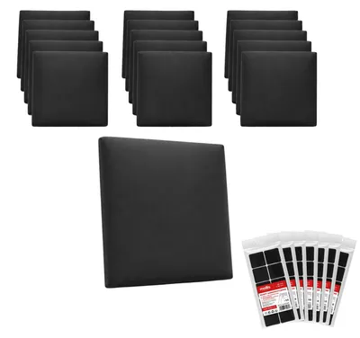 Produktbild von STEGU Polsterpaneel-Set 16× Quadrat 30x30 cm inkl. Klettband Kopfteil Schlafzimmer Schwarz